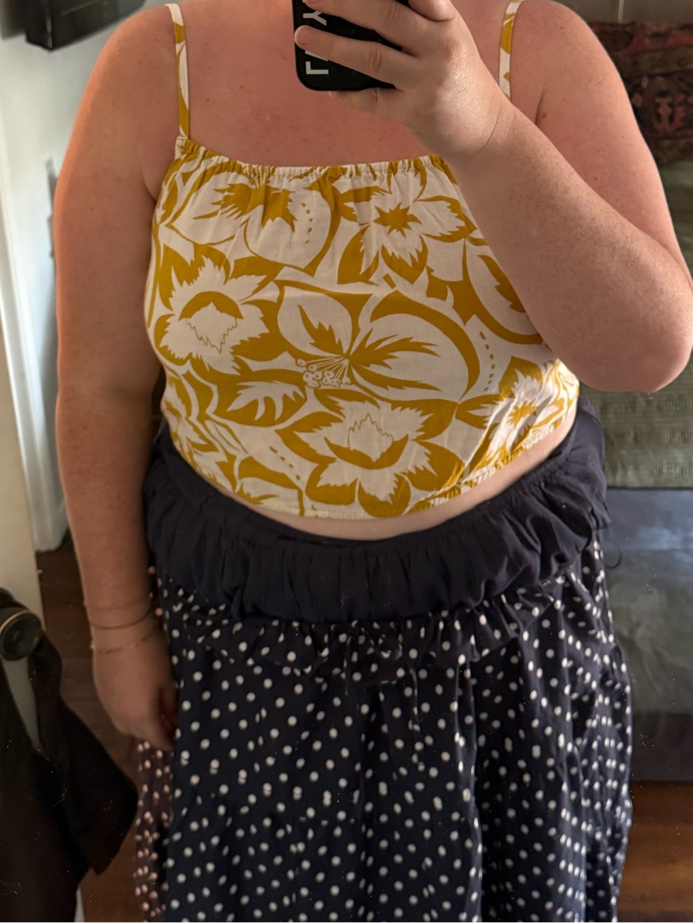 Madewell Mustard and White Floral skirt size xl and tank size small